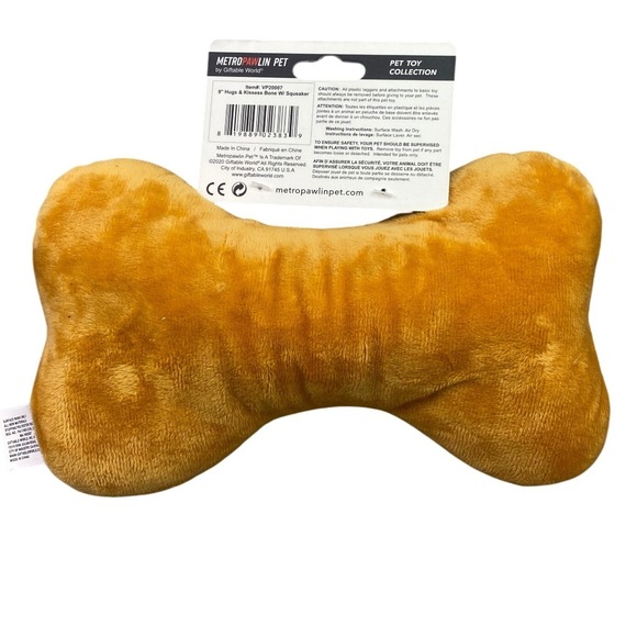 Hugs Kisses Bone Dog Toy‎ Plush Squeaker Metro Pawlin Pet 9 Inch - Picture 3 of 8